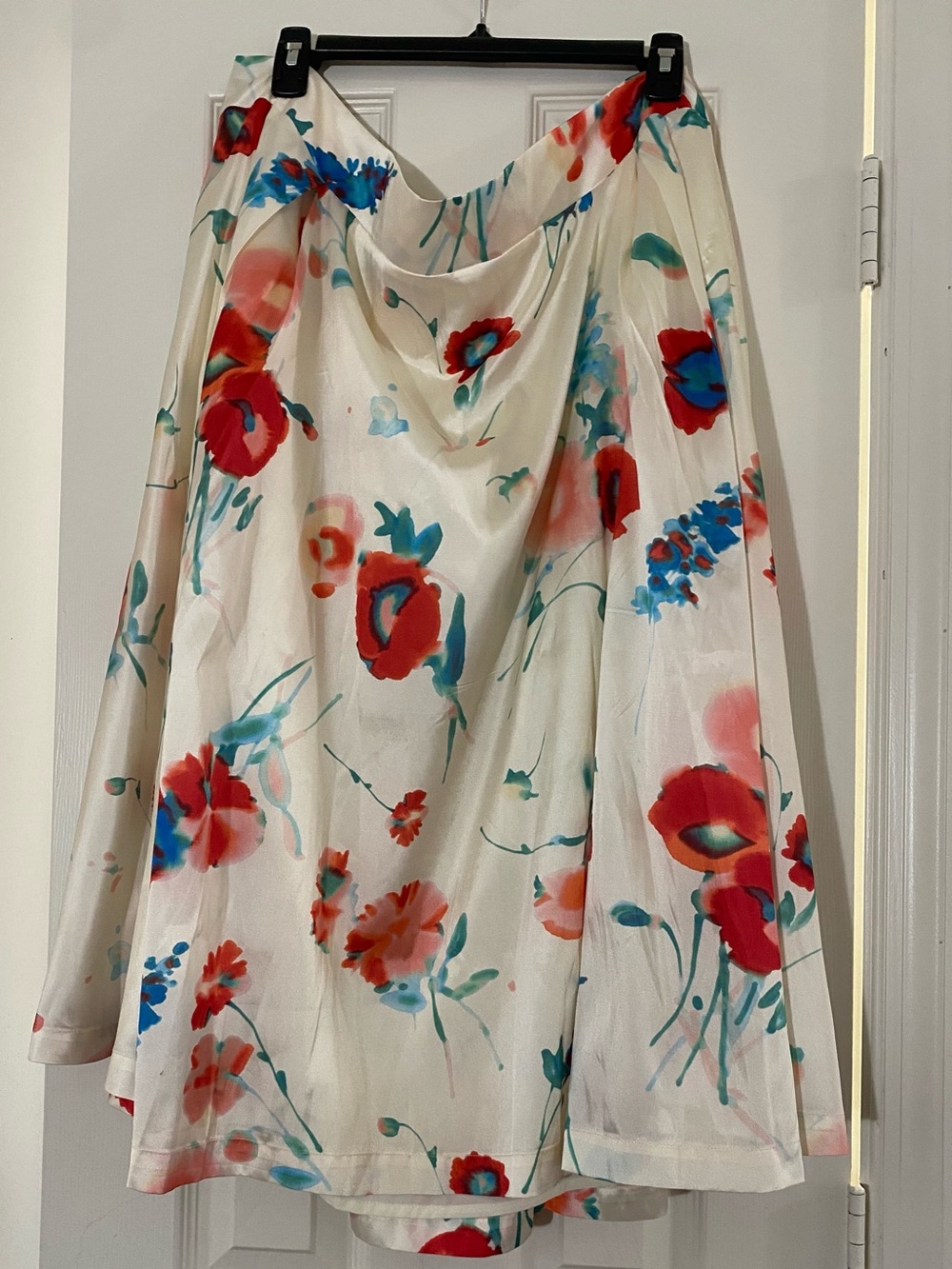 NWT Frances Valentine Shelley Watercolor Poppy Floral Skirt Red Blue 3X 22 24